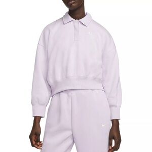 Nike Women’s sportswear Phoenix fleece 3/4 Sleeve Crop Polo Sweatshirt